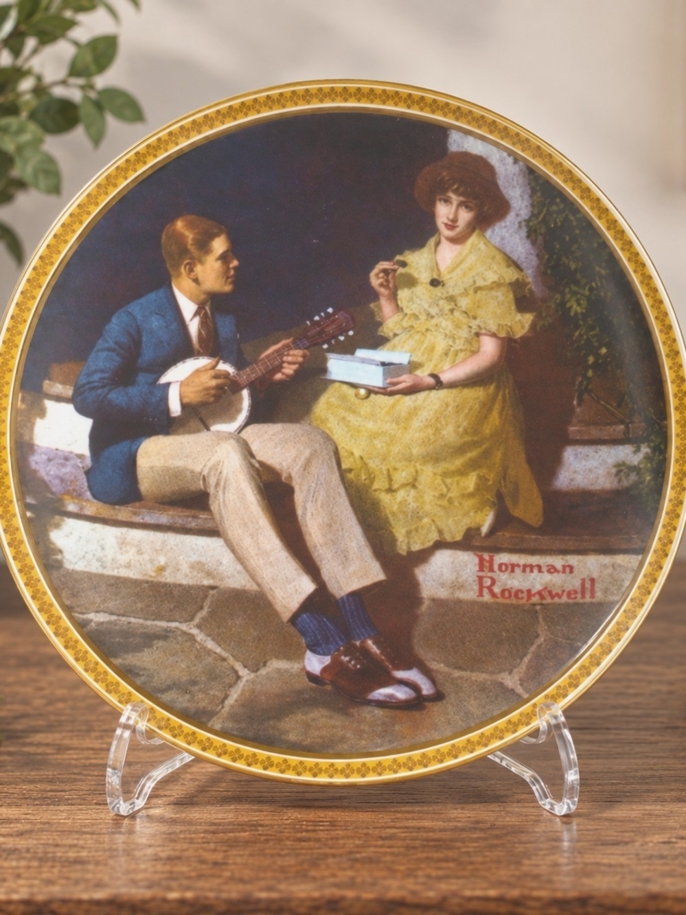 Norman Rockwell Pondering on the Porch Knowles Limited Edition Collector Plate